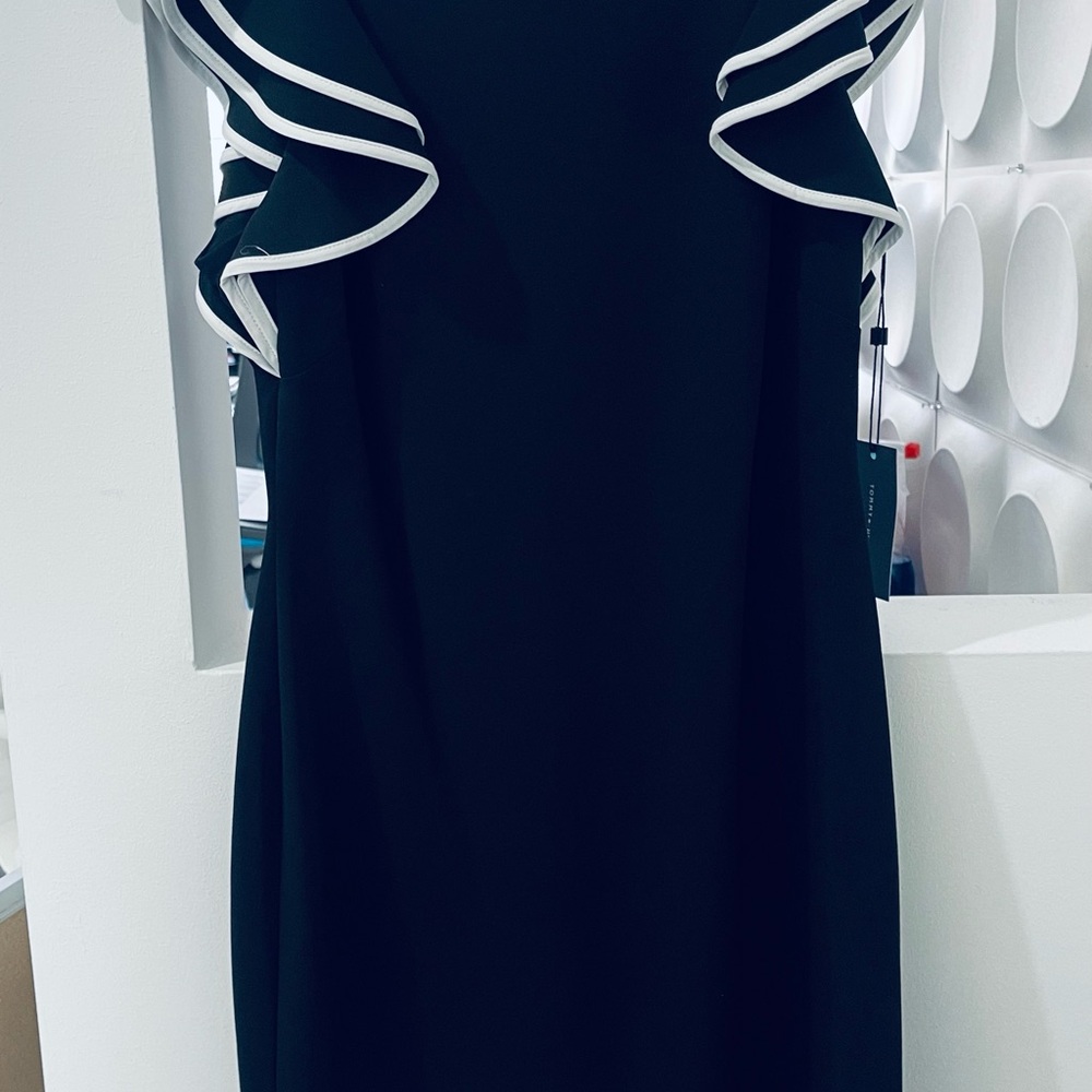 Elegant Black and White Ruffle Dress - Picture 3 of 8